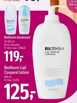 Føtex Biotherm Lait Corporel lotion, DKK 125 tilbud