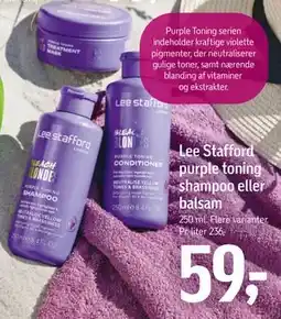 Føtex Lee Stafford purple toning shampoo eller balsam, DKK 59 tilbud