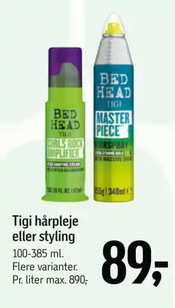 Føtex Tigi hårpleje eller styling, DKK 89 tilbud