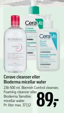 Føtex Cerave cleanser eller Bioderma micellar water, DKK 89 tilbud