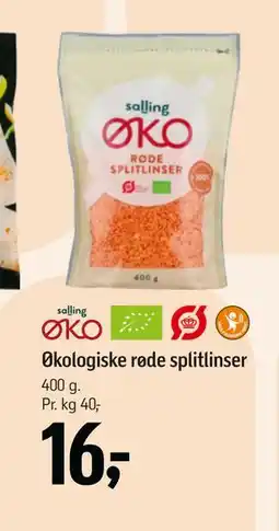 Føtex Økologiske røde splitlinser, DKK 16 tilbud