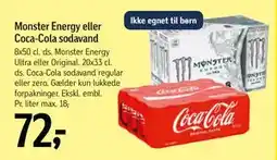 Føtex Monster Energy eller Coca-Cola sodavand, DKK 72 tilbud