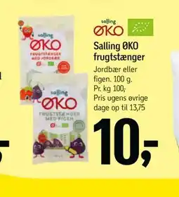 Føtex Salling ØKO frugtstænger, DKK 10 tilbud