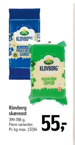 Føtex Klovborg skæreost, DKK 55 tilbud