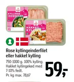 Føtex Rose kyllingeinderfilet eller hakket kylling, DKK 59 tilbud
