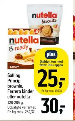 Føtex Salling Princip brownie, Ferrero kinder eller nutella, DKK 30, App-pris tilbud