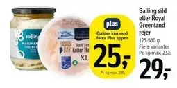 Føtex Salling sild eller Royal Greenland rejer, DKK 29, App-pris tilbud