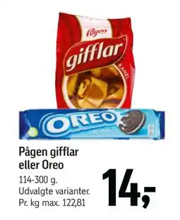 Føtex Pågen gifflar eller Oreo, DKK 14 tilbud