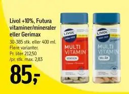 Føtex Livol +10%, Futura vitaminer/mineraler eller Gerimax, DKK 85 tilbud