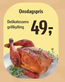 Føtex Delikatessens grillkylling, DKK 49 tilbud