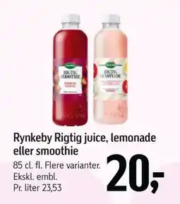 Føtex Rynkeby Rigtig juice, lemonade eller smoothie, DKK 20 tilbud