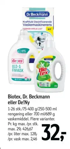 Føtex Biotex, Dr. Beckmann eller De!Ny, DKK 32 tilbud