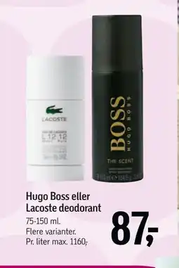 Føtex Hugo Boss eller Lacoste deodorant, DKK 87 tilbud