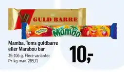 Føtex Mamba, Toms guldbarre eller Marabou bar, DKK 10 tilbud
