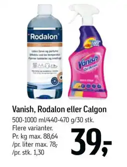 Føtex Vanish, Rodalon eller Calgon, DKK 39 tilbud