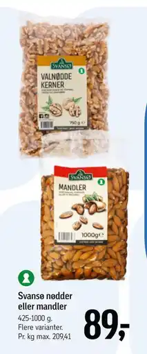 Føtex Svansø nødder eller mandler, DKK 89 tilbud