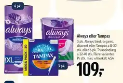 Føtex Always eller Tampax, DKK 109 tilbud