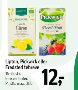 Føtex Lipton, Pickwick eller Fredsted tebreve, DKK 12 tilbud