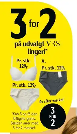 Føtex 3 for 2 på udvalgt VRS lingeri*, DKK 129 tilbud