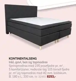 Daells Bolighus KONTINENTALSENG, DKK 8253 tilbud