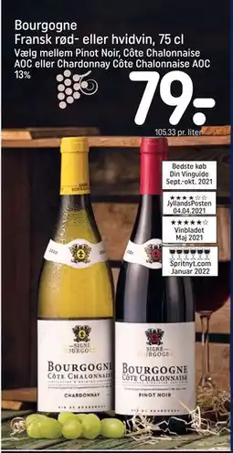 REMA 1000 Bourgogne Fransk rød- eller hvidvin, 75 cl, DKK 79 tilbud