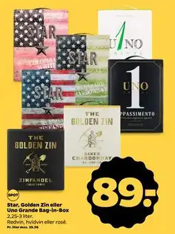 Netto Star, Golden Zin eller Uno Grande Bag-in-Box, DKK 89 tilbud