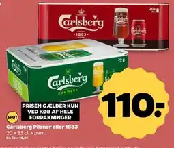 Netto Carlsberg Pilsner eller 1883, DKK 110 tilbud