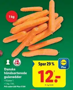Lidl Danske håndsorterede gulerødder, DKK 17, App-pris tilbud