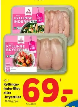 Lidl Kyllingeinderfilet eller -brystfilet, DKK 69 tilbud