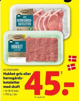 Lidl Hakket gris eller herregårdskoteletter med skaft, DKK 45 tilbud