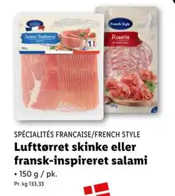 Lidl Lufttørret skinke eller fransk-inspireret salami, DKK 20 tilbud