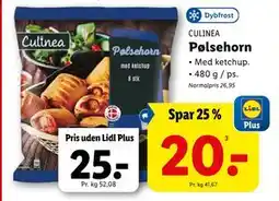 Lidl Pølsehorn, DKK 25, App-pris tilbud
