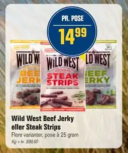 Otto Duborg Wild West Beef Jerky eller Steak Strips, DKK 14.99 tilbud