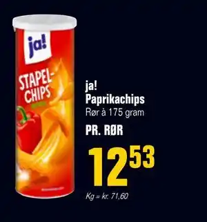 Otto Duborg ja! Paprikachips, DKK 12.53 tilbud