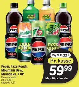 Fakta Tyskland Pepsi, faxe kondi, mountain dew, mirinda el. 7 up tilbud