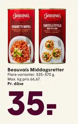 SPAR Beauvais Middagsretter, DKK 35 tilbud