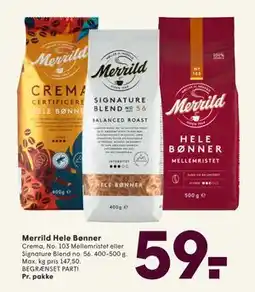 SPAR Merrild Hele Bønner, DKK 59 tilbud