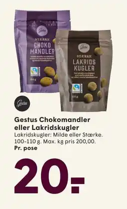 SPAR Gestus Chokomandler eller Lakridskugler, DKK 20 tilbud