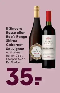 SPAR Il Sincero Rosso eller Rob’s Range Shiraz Cabernet Sauvignon, DKK 35 tilbud