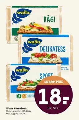 SPAR Wasa Knækbrød, DKK 18 tilbud