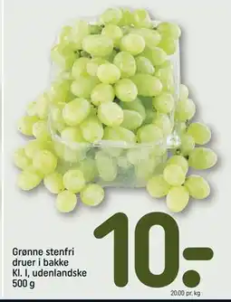 REMA 1000 Grønne stenfri druer i bakke Kl. I, udenlandske 500 g, DKK 10 tilbud