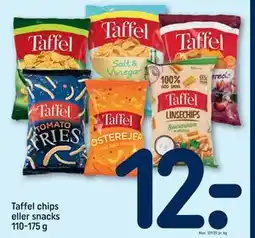 REMA 1000 Taffel chips eller snacks 110-175 g, DKK 12 tilbud
