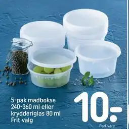 REMA 1000 5-pak madbokse 240-360 ml eller krydderiglas 80 ml Frit valg, DKK 10 tilbud