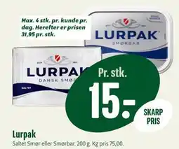 Min Købmand Lurpak, DKK 15 tilbud