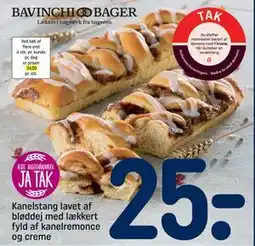 REMA 1000 Kanelstang lavet af bløddej med lækkert fyld af kanelremonce og creme, DKK 25 tilbud