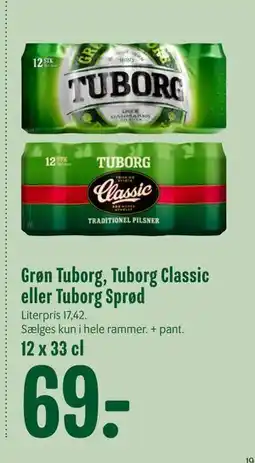 Min Købmand Grøn Tuborg, Tuborg Classic eller Tuborg Sprød, DKK 69 tilbud