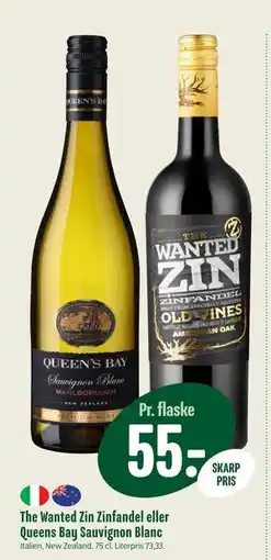 Min Købmand The Wanted Zin Zinfandel eller Queens Bay Sauvignon Blanc, DKK 55 tilbud