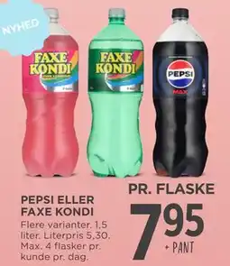 MENY PEPSI ELLER FAXE KONDI, DKK 7.95 tilbud