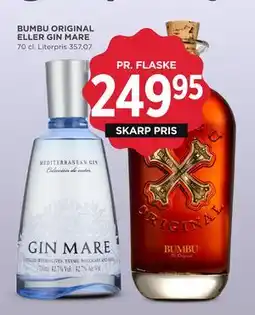 MENY BUMBU ORIGINAL ELLER GIN MARE, DKK 249.95 tilbud