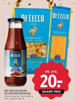 MENY DE CECCO PASTA ELLER PASTASAUCE, DKK 20 tilbud